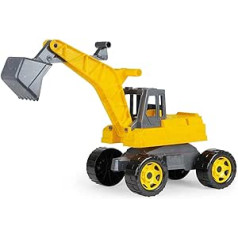 Lena 02217-Eco GIGA Trucks Ride-on Excavator, Strong Giant Sand Excavator Approx. 70 cm, 360 Degree Shovel Excavator for Sitting on Up, Construction Vehicle with Wood Content, High Load Capacity,