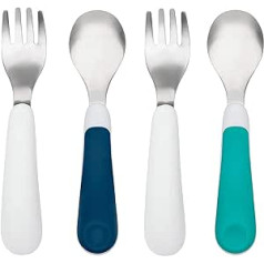 OXO Tot Training Fork and Spoon Set, Teal/Navy (Pack of 2)