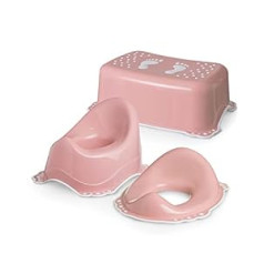 DOCARI Children's Toilet Set 3-in-1 Girls Pink from 1 Year - Consisting of Potty + Step Stool + Toilet Attachment