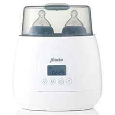 Alecto BW700TWIN Baby Bottle Warmer - Double Bottle Warmer - BPA Free - Steriliser - Pre-programmed Warm-up Times - White