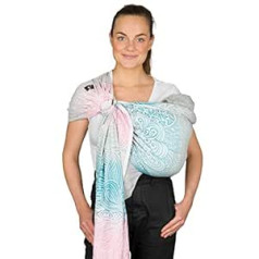 Hoppediz Ring-Sling Baby Sling no dzimšanas, 100% organiskā kokvilna, Džaipuras dizaina krēms