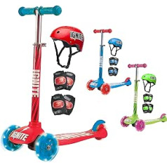 Children's Scooter with 3 Wheels, Includes Safety Pad and Helmet, from 3 Years, LED Lighting Wheels, Adjustable Steering Height, Scooter for Balance, Lean to Steer