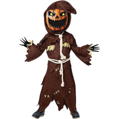 Spooktacular Creations Scarecrow Pumpkin Bobble galvas kostīms ar ķirbju Helovīna masku bērniem lomu spēle