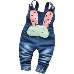 KIDSCOOL SPACE Baby Denim Dungarees, 3D Cute Cartoon Denim Dungarees, Blue-5049