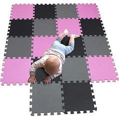 Mqiaoham Baby Floor Mat / Children’s Play Mat, Puzzle Design, Free from Harmful Substances Pink Black Grey