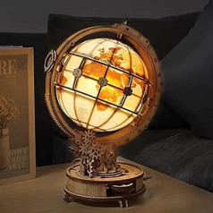 ROKR Glowing Globe Model Kits, 3D Wooden Puzzle for Adults, STEM Desk Decoration, Gift for Men and Women (ST003)