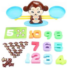 Tnfeeon Balance Math Toy for Children, Monkey Balance Board Game, Math Number Cards Blocks, Learning Toy Set, Children, Baby Counting Educational Toy (Brown)