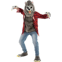 Spooktacular Creations Red Werewolf Costume for Children with Mask, Gloves and Shoes for Role Play for Halloween Costume Dress Up Parties