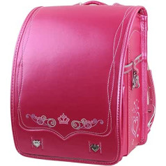 Schultasche, PU-Schultasche mit japanischer Box, Ransel Randoseru, mit automatischem Verschluss, leichter Rucksack, für Jungen und Mädchen, lila, 35 x 29 x 19 cm