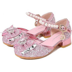 FStory&Winyee Girls Princess Heels Bērnu apavi ar mirdzošiem papēžiem sandales kāzām Ziemassvētku dzimšanas dienas ballītēm Helovīna greznās kleitas karnevāla ballītes