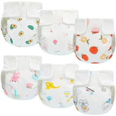 6 Packs Reusable Potty Training Pants for Girls Boys Baby Washable Potty Training Underwear for Baby Diaper Pants Adjustable Baby Diaper Pants 0-18 Months