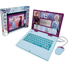 Lexibook JC598FZi3 Disney Frozen 2, Bilingvāls klēpjdators izglītojošiem nolūkiem, angļu un vācu valoda, 124 aktivitātes, matemātika, loģika, mūzika, spēles ar pulksteni, rotaļlieta meitenēm