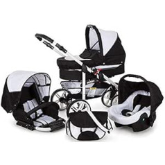 SaintBaby 3-in-1 2-in-1 Isofix Buggy kombinētais ratiņš X-Car Go no SaintBaby balts un pelēks 2-in-1 bez bērnu sēdeklīša