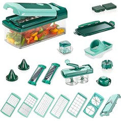 Genius Nicer Dicer Fusion viedais komplekts, 28 gabali + Twist augļu un dārzeņu griezējs, dārzeņu griezējs, smalcinātājs, sīpolu griezējs, tomātu griezējs, manuāla