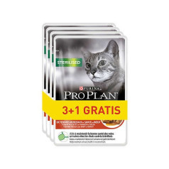 Purina pro plan sterilized beef - wet cat food - 85g 3+1 free sachet