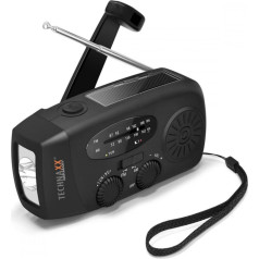 Am/fm solar radio with hand crank and LED flashlight