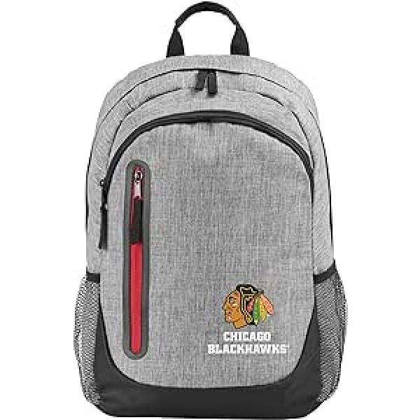 Forever Collectibles FOCO NHL Chicago Blackhawks Heather Grey Treknās krāsas Backpackheather Grey Treknās krāsas mugursoma, komandas krāsa, viens izmērs