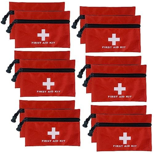 MTGHYARE 12 Stück 16 x 10,9 cm kleine Erste-Hilfe-Kasten-Tasche leer Erste-Hilfe-Tasche für Zuhause Büro Auto Unternehmen Camping (Leere Tasche)