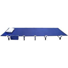 LSYOA Folding Camping Bed, Portable Compact Camp Bed Lightweight Extra Wide Robust Folding Bed with Carry Bag and Head Pad, Load 150 kg, Blue