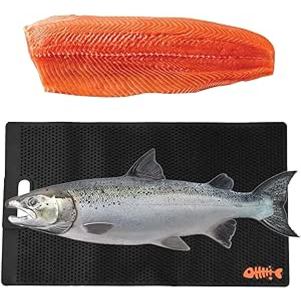 HNeekyr Fish Fillet Mat, 14 x 28 inch, Portable Fish Cleaning Cutting Board, Handles for Fishes, Non-Slip Fish Cleaning Mat, Black