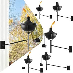 ZSZMFH 6 Pack Wall Mounted Citronella Torches 24oz Garden Torches Outdoor Refillable Flame Metal Torch for Yard Patio Deck Garden Party Landscape