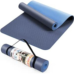 ACTIVE FOREVER Yogamatte, Hochwertige TPE-Yogamatte, Fitness-sporttrainingsmatte, Yogamatte mit Riemen, Rutschfest, Ungiftig, Geeignet für Yoga-Anfänger, Fitness, Pilates Und Turner