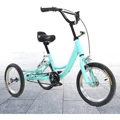 14 colių 3 ratų triračiai vaikiški dviračiai berniukams / mergaitėms, vieno greičio triratis dviratis, šviesiai žalias vaikiškas dviratis, 3 ratų dviratis, dovana vaikams