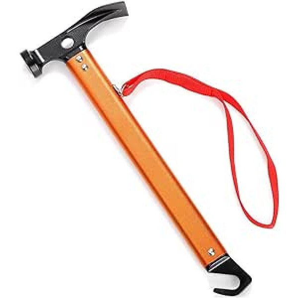 DKSooozs Zelthammer Metall Camping Hammer mit Haken 30,5 cm Aluminium Zeltpfahl Handlicher Hammer, Hammer Nagelentferner für Wandern Rucksackreisen Gartenarbeit