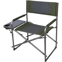 EVURU galdi un krēsli Lielizmēra direktora krēsls ar sānu galdiņu lietošanai ārā, zaļa auduma āra krēsls regulējams