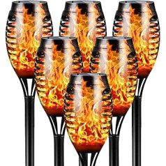 FLOWood saules baterijas āra dārzam, iepakojumā 6, 12 LED saules lampa āra saules lāpai, dārza lāpas, IP65 ūdensnecaurlaidīga saules lampa, celiņš, pagalmi, zāliens 1