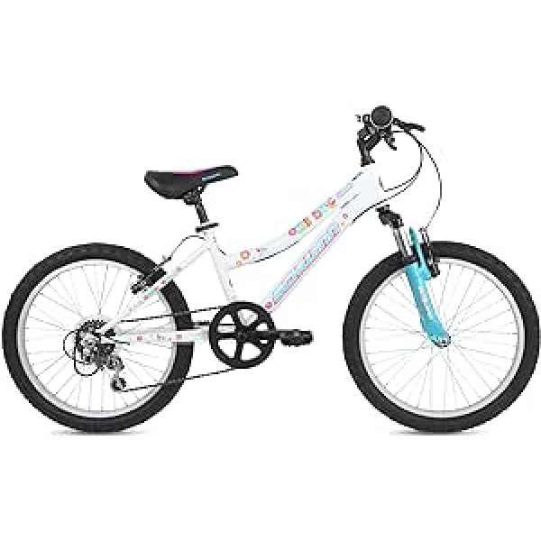 Schwinn Kids kalnu velosipēda ēnas 20 collu riepas 12,25 collu rāmja dakšas balstiekārta, 6 ātrumu pārnesumi, V veida bremzes, ieteicamais vecums no 5 līdz 8 gadiem, baltas