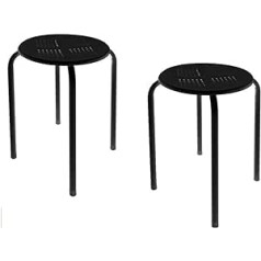 2 tvirtų ir stabilių kėdžių rinkinys, pagamintas iš juodo milteliniu būdu dengto plieno