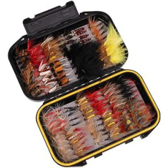Fly Fishing Accessories, RoseFlower Professional Dry Fishing Flies, Artificial Bait Set, Dry Flies Fly Bait, Fly Fishing Lure Set with Waterproof Box for Zander Bass Fish Bass Salmon Trout