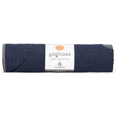 Yogitoes jogas paklājiņa dvielis — viegls, ātri žūstošs mikrošķiedras, neslīdoša tehnoloģija, izmantošana karstajā jogā, vinyasa un power, 180 cm, pusnakts zils