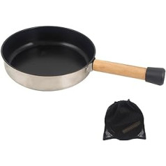 AIDNTBEO Compact and Portable Foldable Frying Pan with Wooden Handle Camping Cookware Titanium Pot for Outdoor