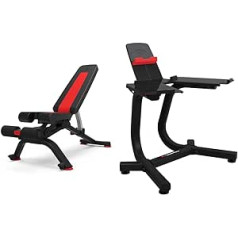 Bowflex 100675 Unisex Adult 5.1S regulējams svara sols, melns/sarkans, viens izmērs un ar multivides plaukta hanteles statīvu, melns, viens izmērs