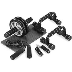 TOMSHOO Abdominal Roller AB rullīšu vēdera trenažieru fitnesa komplekts vēdera trenēšanai mājās un sporta zālēs ar ceļgalu paklājiņu vēdera trenēšanai un muskuļu veidošanai iesācējiem un progresam