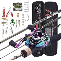 Baitcasting Reel, KOCAN 6ft 7ft pārnēsājams makšķeres stienis + makšķerēšanas spole ar ēsmas liešanas spoli Cieta mīksta ēsmas aukla makšķerēšanas piederumu somu komplekts Pārnēsājams makšķerēšanas komplekts ceļojumu makšķerēš