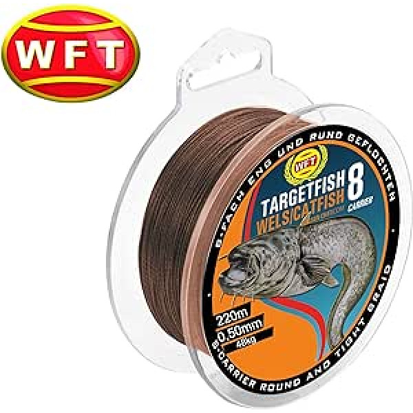 WFT TF8 Catfish Brown 220 m 0.50 mm 48kg – Catfish Line for Catfish Catfish Fishing Line, Braided Fishing Line for Catfish