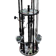 Rush Creek Creations Vertical Fishing Rod Holder Round Storage 16 Fishing Rod Combinations for Garage Storage - Sturdy Construction without Tools