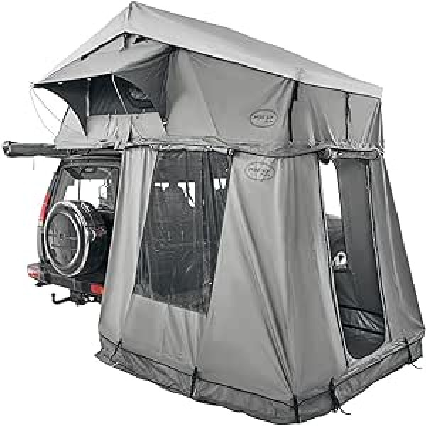 Prime Tech Extended XL Car Roof Tent with Awning 320 x 180 x 130 cm Grey