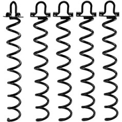 SINJEUN Pack of 5 16.5 Inch Spiral Ground Anchors Spiral Screw Anchor Heavy Duty Trampoline Anchor Pegs Tent Pegs Shed Anchor for Trampolines Swings Gardening Black