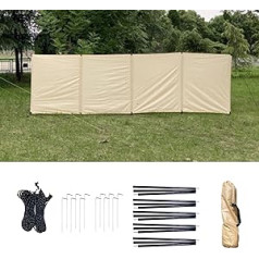 Wind Shield for Camping, Portable Wind Shield for Outdoor Use, Wind Protection for Beach, Picnic, Barbecues, Caravans, Campfire, Garden, Holiday (Cream) (Size: 480 cm x 140 cm)