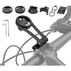 Adjustable Bike Computer Mount Compatible with Garmin, Wahoo, Cateye, Bryton, Road Bike Mountain Bike Accessories, Includes Bike Phone Mount and Flashlight Clip (Black)