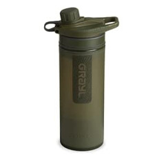 GRAYL GeoPress Water Purifier Bottle with Filter for Hiking, Camping, Survival Scenarios, Travel, 710 ml, Green (Olive Drab)