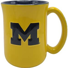 NCAA liela 16 oz veidota kafejnīcas krūze ar paaugstinātu logotipu un interjera krāsu (Michigan Wolverines)