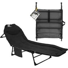 DMB-Vollmond Fishing Lounger Carp Lounger Camp Bed Camping Bed up to 160 kg Load Capacity Outdoor Bed Garden Lounger Sun Lounger Foldable Guest Bed Lightweight with Mattress Lounger Balcony Travel Bed Adult Bedchair