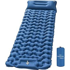 Cieex Camping guļampaklājiņš, pašpiepūšošs, 9 cm kempinga matracis, īpaši viegls salokāms, ūdensnecaurlaidīgs gaisa matracis ar kāju spiediena sūkni un spilvenu pārgājieniem un āra lietošanai