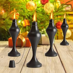 FAN-Torches 4 komplektu metāla galda lāpas, 530 ml Citronella lāpas āra, viegli uzpildāmas Citronella liesmas gaismas lukturītis ar dakti un vākiem Patio Garden