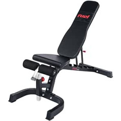 Fuel Fitness HB200 daudzfunkcionāls 4-in-1 svaru sols Plakans sols, slīpais sols, negatīvais sols un vēdera trenažieru sols, maks. slodze līdz 272 kg, sēdekļa polsterējums un atzveltne var regulēt vairākas reizes.